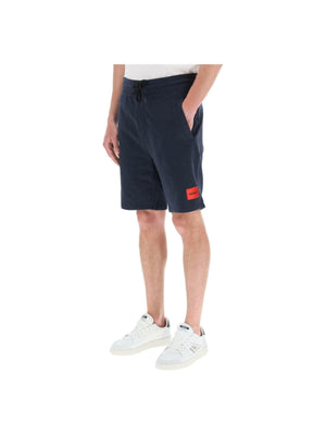 Dark Blue Diz Cotton French Terry Logo Shorts HUGO JOHN JULIA.