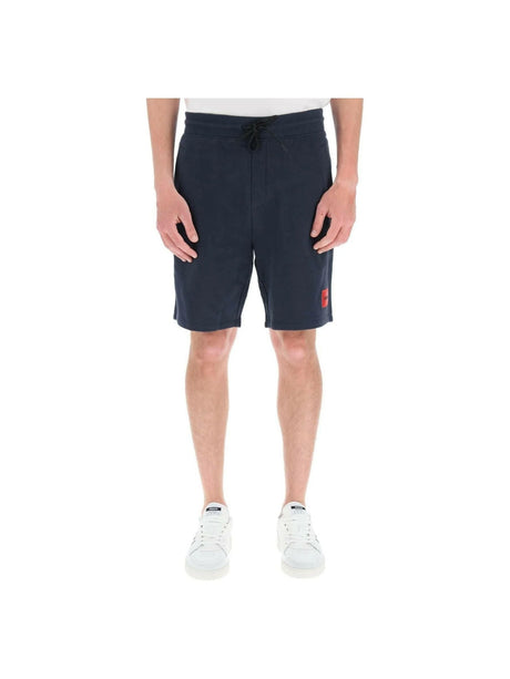 Dark Blue Diz Cotton French Terry Logo Shorts HUGO JOHN JULIA.