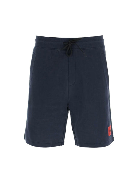 Dark Blue Diz Cotton French Terry Logo Shorts HUGO JOHN JULIA.