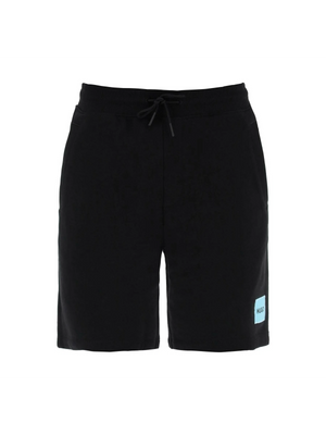 Black Diz Cotton French Terry Logo Shorts HUGO JOHN JULIA.