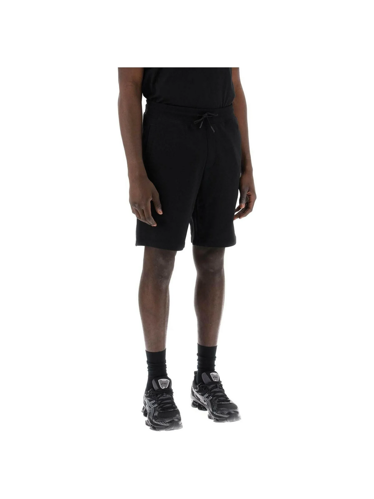 Black Diz Cotton French Terry Logo Shorts HUGO JOHN JULIA.