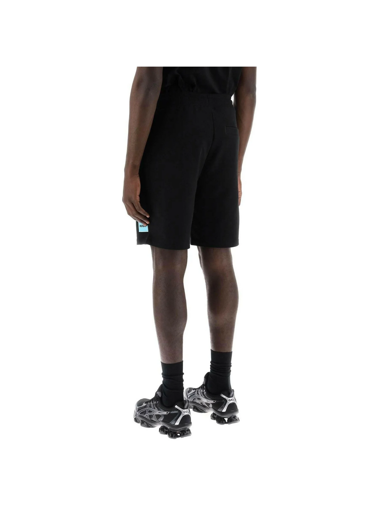 Black Diz Cotton French Terry Logo Shorts HUGO JOHN JULIA.