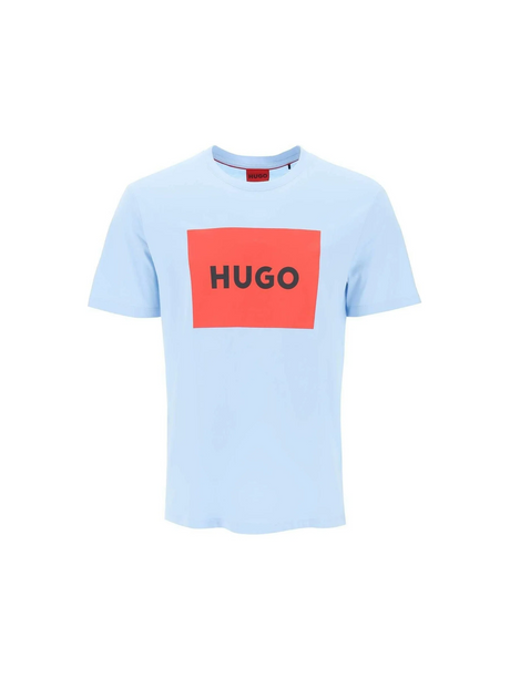 Light Pastel Blue 'Dulive' Box Logo Cotton T-Shirt HUGO JOHN JULIA.