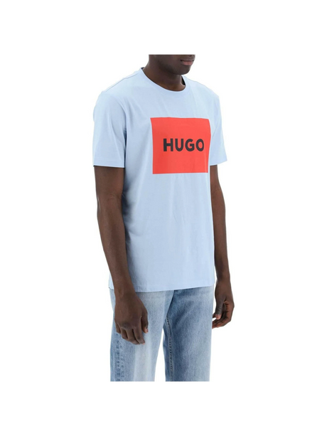 Light Pastel Blue 'Dulive' Box Logo Cotton T-Shirt HUGO JOHN JULIA.