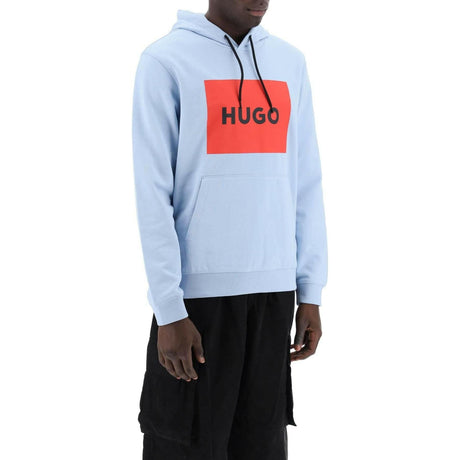 Light Pastel Blue Duratschi Box Logo Cotton Hoodie HUGO JOHN JULIA.