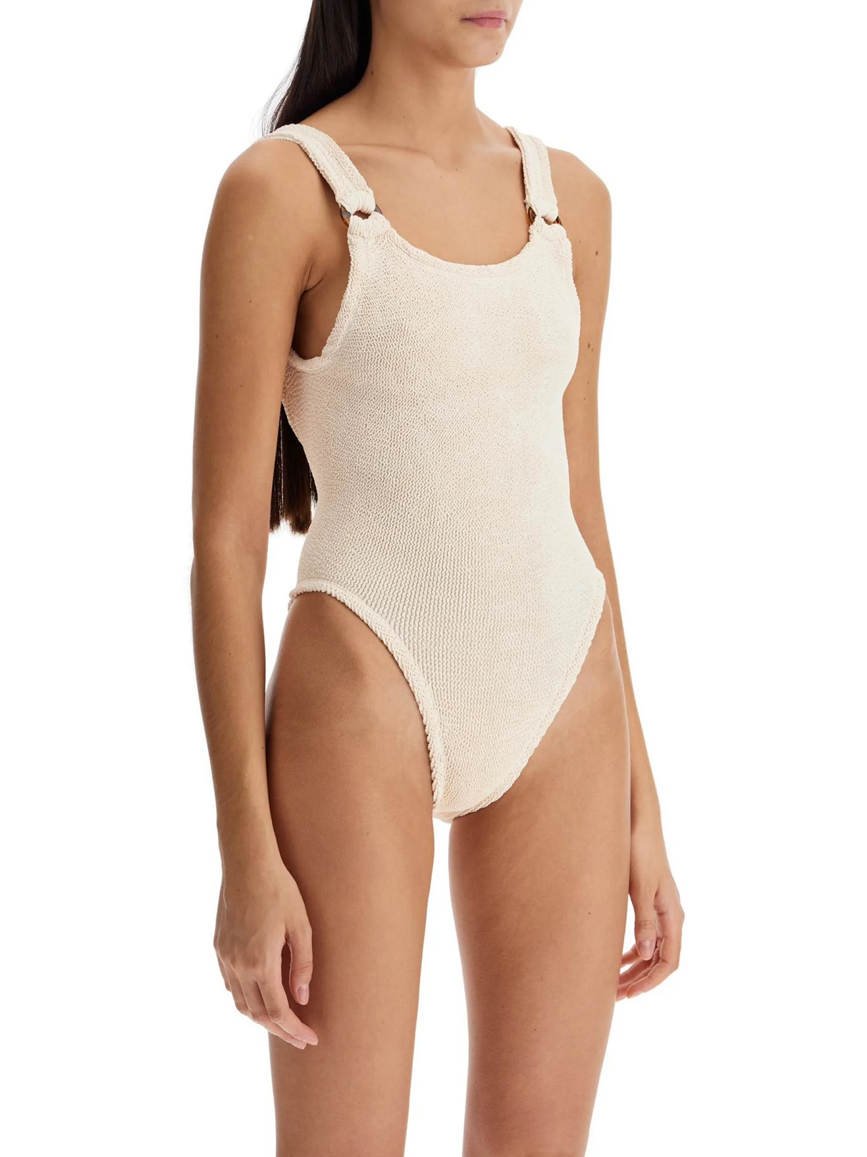 Domino Textured Swimsuit-Hunza G-JOHN JULIA