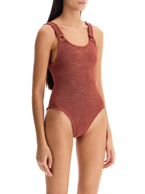 Domino Textured One-Piece Swimsuit-Hunza G-JOHN JULIA