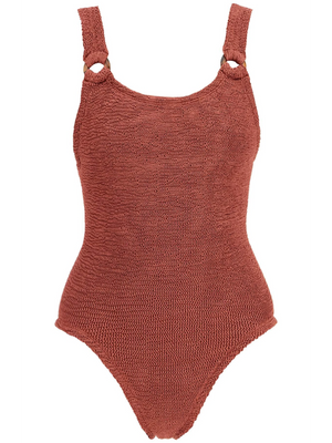 Domino Textured One-Piece Swimsuit-Hunza G-JOHN JULIA