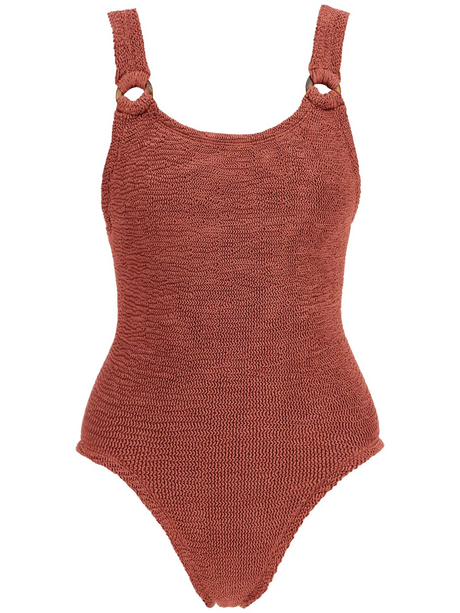 Domino Textured One-Piece Swimsuit-Hunza G-JOHN JULIA