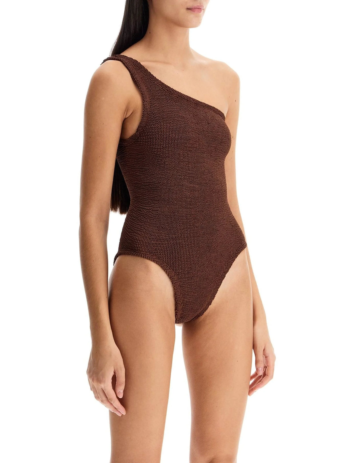 Nancy Ribbed One-Shoulder Swimsuit-Hunza G-JOHN JULIA