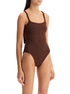 Square Neck Textured Swimsuit-Hunza G-JOHN JULIA