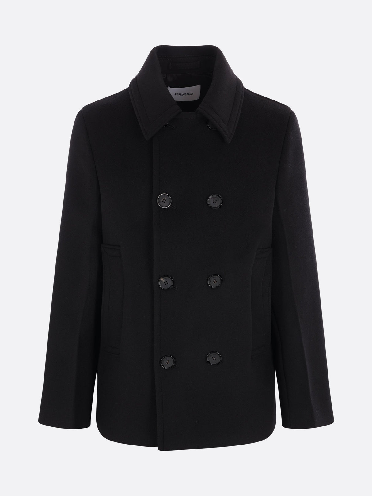 Double-Breasted Wool Cashmere Peacoat-Ferragamo-JOHN JULIA