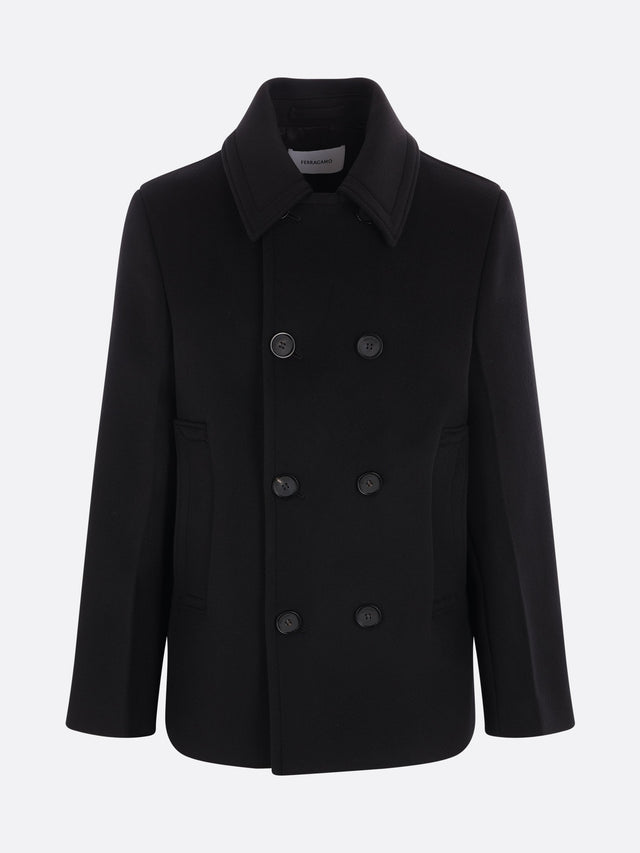 Double-breasted Wool And Cashmere Peacoat-FERRAGAMO-JOHN JULIA