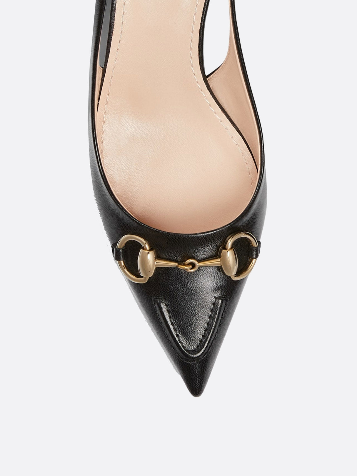 Horsebit Smooth Leather Slingback Pumps-Gucci-JOHN JULIA