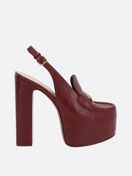 Gg Leather Platform Slingbacks-GUCCI-JOHN JULIA