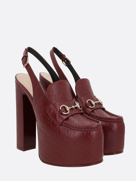 Gg Leather Platform Slingbacks-GUCCI-JOHN JULIA