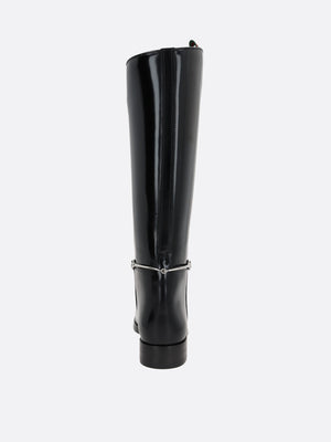 Shiny Leather Boots With Horsebit-GUCCI-JOHN JULIA