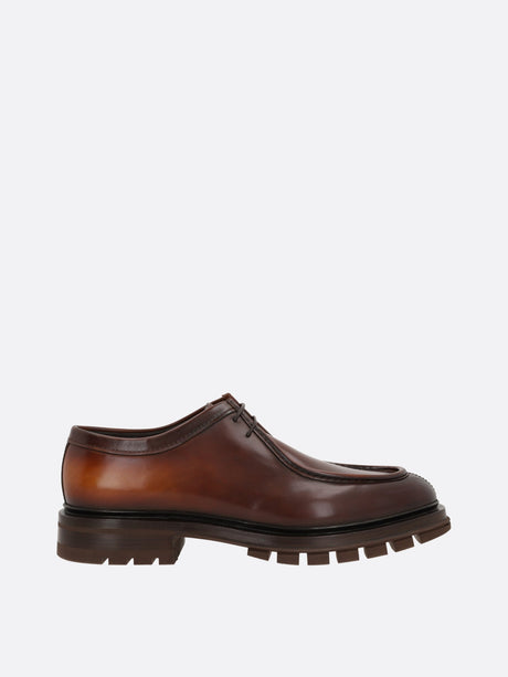 Emlyn Smooth Leather Derby Shoes-Santoni-JOHN JULIA