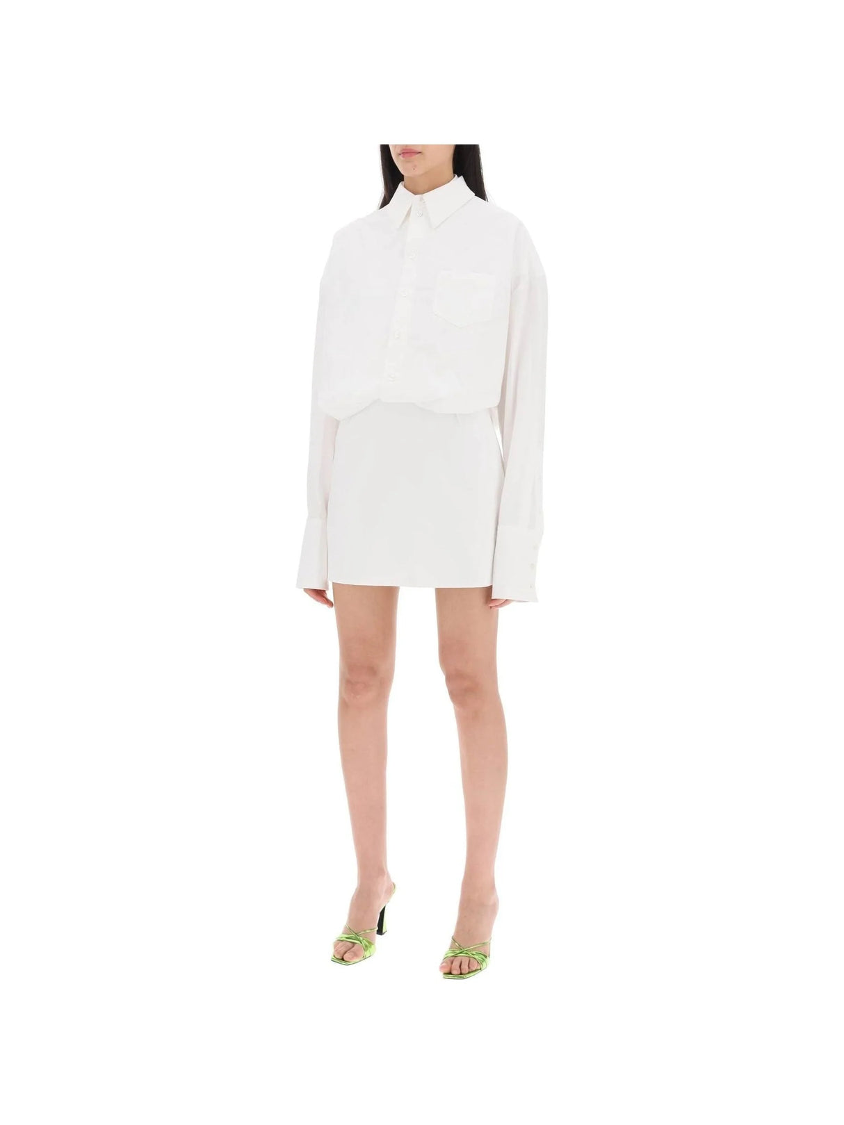 Layered Cotton Poplin Shirt Dress - Women > Clothing > Dresses > Mini