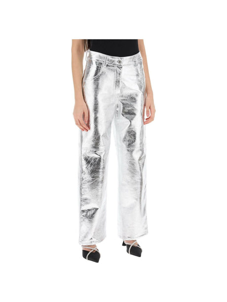 The Sterling Metallic Leather Pants INTERIOR JOHN JULIA.