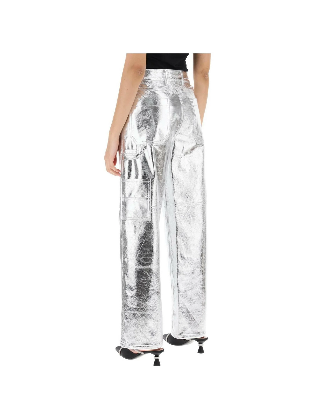 The Sterling Metallic Leather Pants INTERIOR JOHN JULIA.