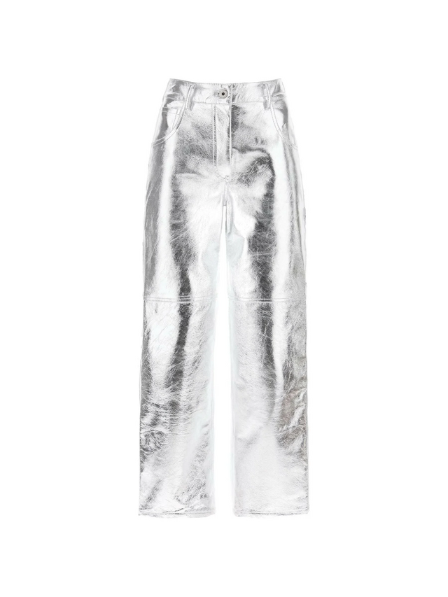 The Sterling Metallic Leather Pants INTERIOR JOHN JULIA.