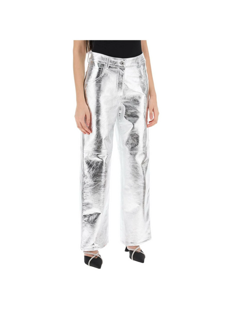 The Sterling Metallic Leather Pants INTERIOR JOHN JULIA.