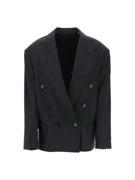 Anthracite Gray 'Klero' Double-Breasted Wool Blazer ISABEL MARANT JOHN JULIA.