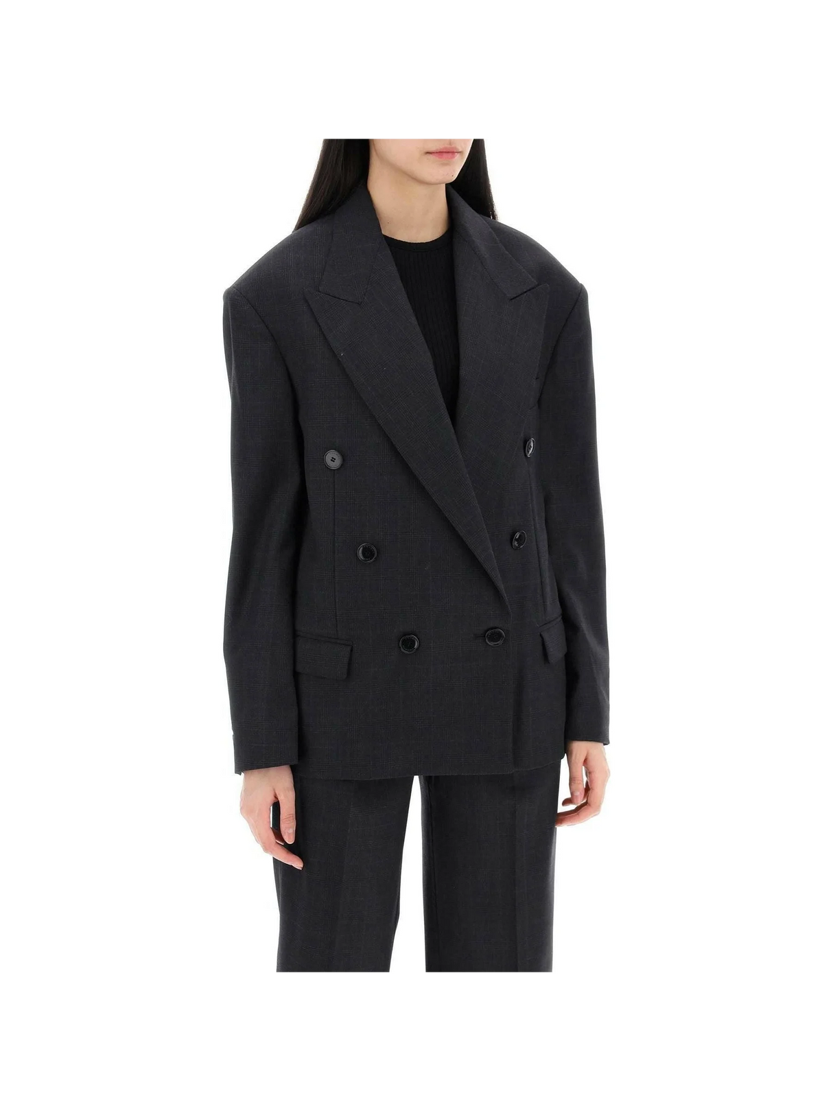 Anthracite Gray 'Klero' Double-Breasted Wool Blazer ISABEL MARANT JOHN JULIA.