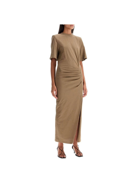 Draped Dress With Padded Shoulders