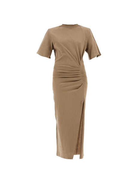 Draped Dress With Padded Shoulders