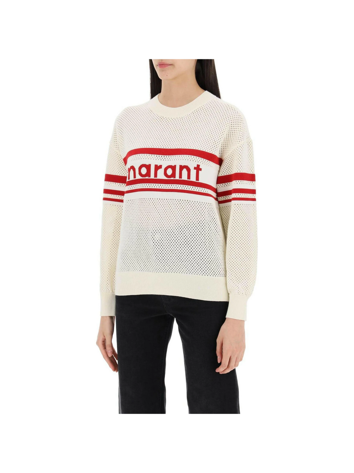 Arwen Logo Perforated Knit Pullover.