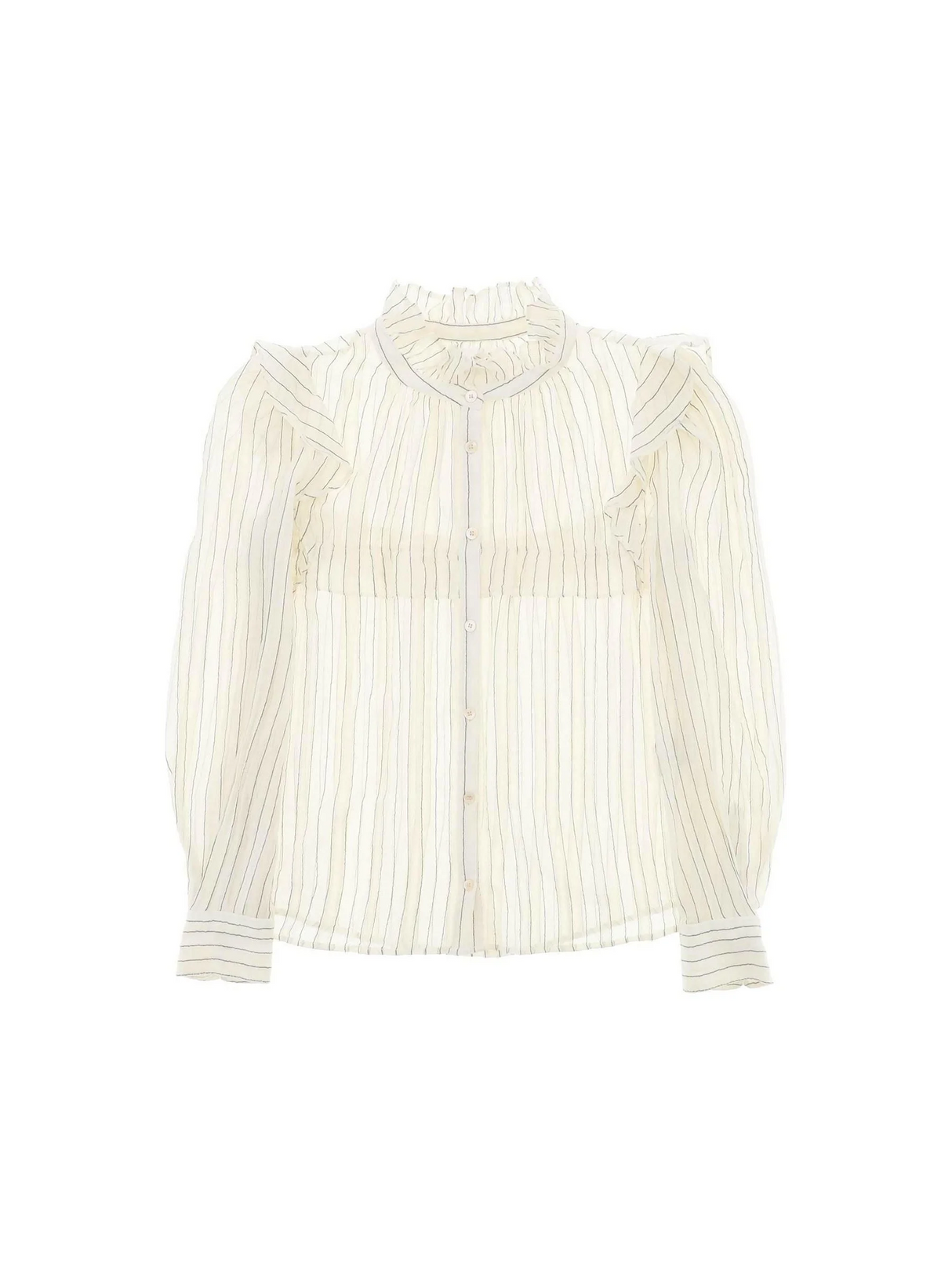 Ecru Idety Striped Ruffle Cotton Blouse MARANT ETOILE JOHN JULIA.