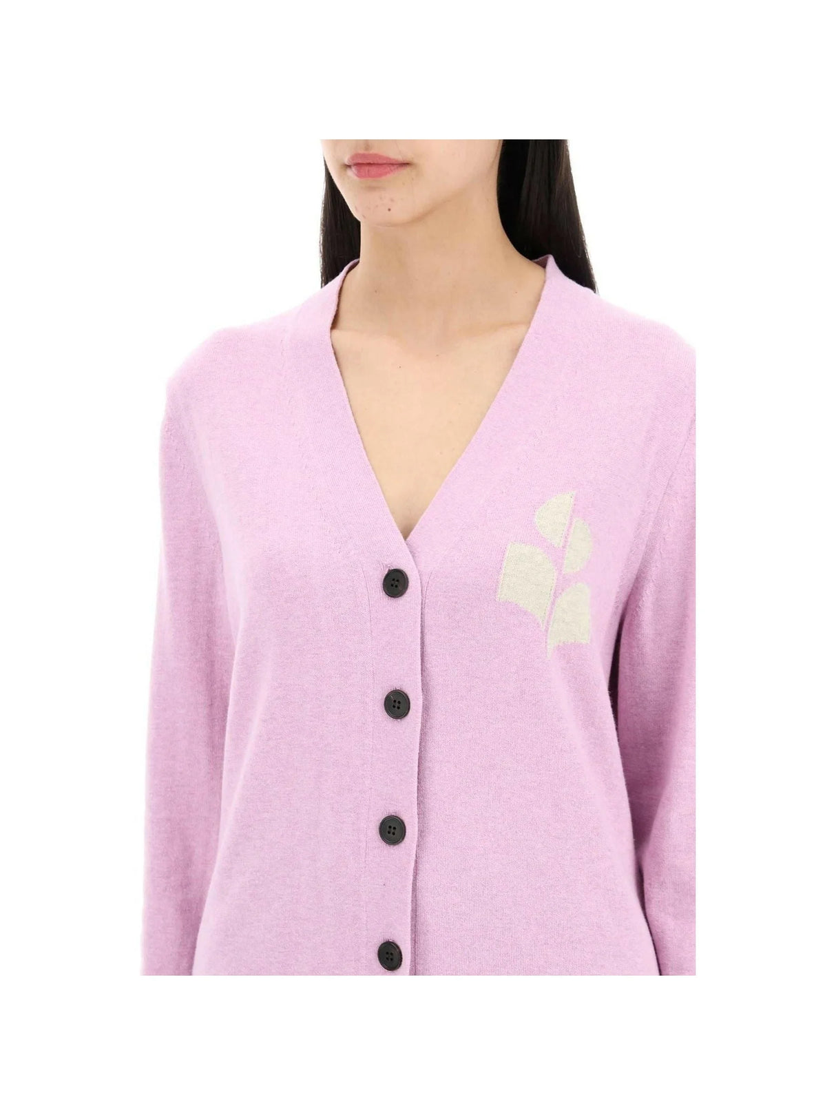 Lilac Karin Organic Intarsia Knit Cardigan MARANT ETOILE JOHN JULIA.