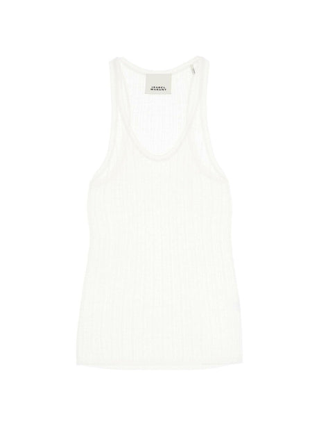 White Lightweight Ribbed Viscose-Blend Tank Top ISABEL MARANT JOHN JULIA.