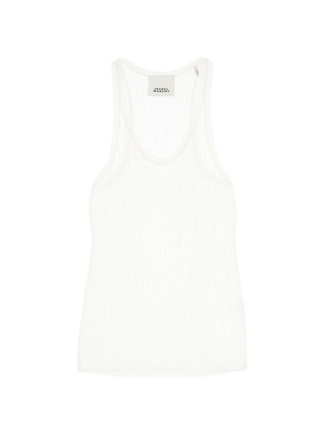 White Lightweight Ribbed Viscose-Blend Tank Top ISABEL MARANT JOHN JULIA.