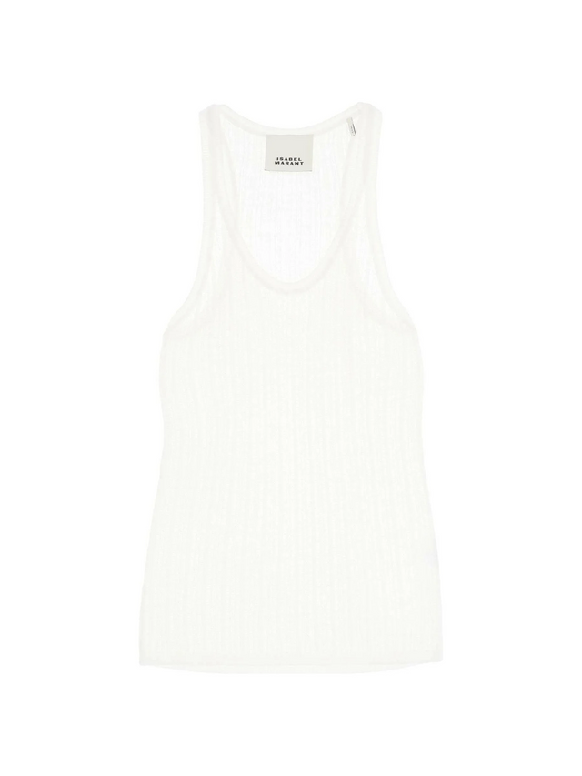 White Lightweight Ribbed Viscose-Blend Tank Top ISABEL MARANT JOHN JULIA.