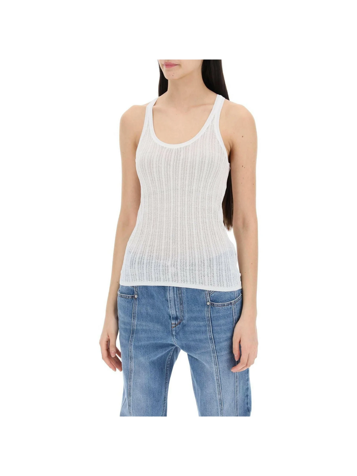 White Lightweight Ribbed Viscose-Blend Tank Top ISABEL MARANT JOHN JULIA.