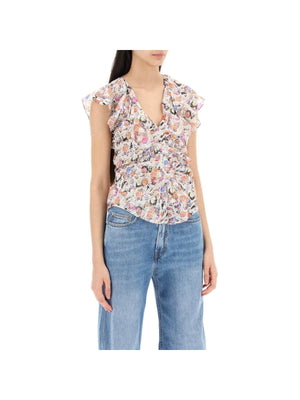 ISABEL MARANT-Lonea Silk-Blend Jacquard Top-JOHN JULIA