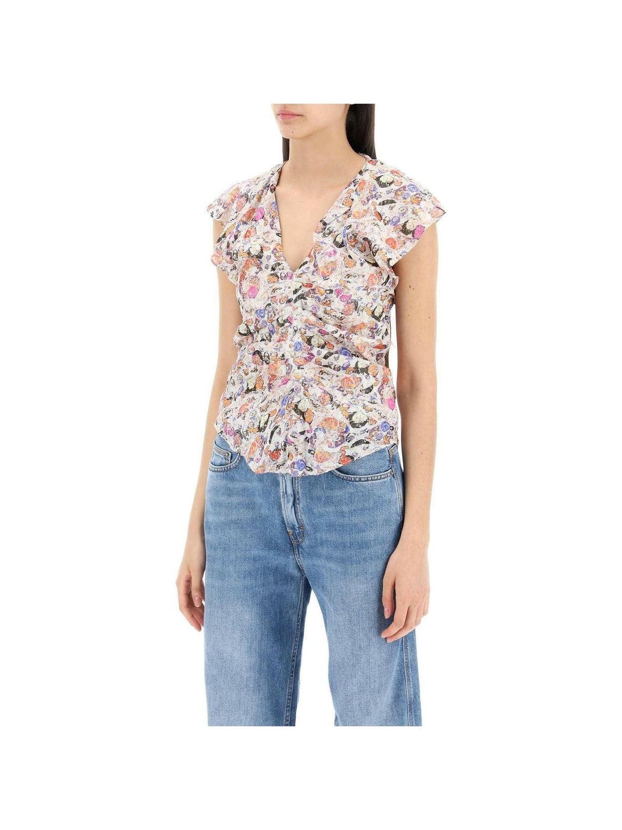 ISABEL MARANT-Lonea Silk-Blend Jacquard Top-JOHN JULIA