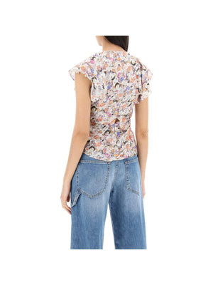 ISABEL MARANT-Lonea Silk-Blend Jacquard Top-JOHN JULIA