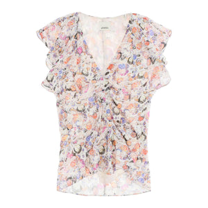 Lonea Silk-Blend Jacquard Top with Abstract Floral Print ISABEL MARANT JOHN JULIA.