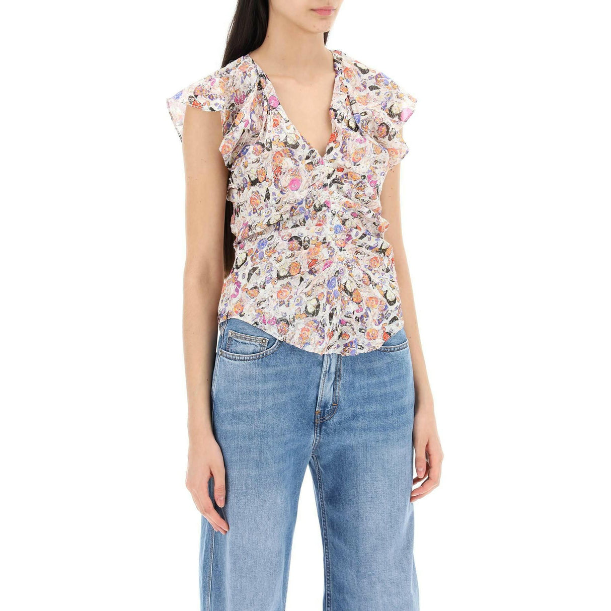 Lonea Silk-Blend Jacquard Top with Abstract Floral Print ISABEL MARANT JOHN JULIA.