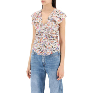 Lonea Silk-Blend Jacquard Top with Abstract Floral Print ISABEL MARANT JOHN JULIA.