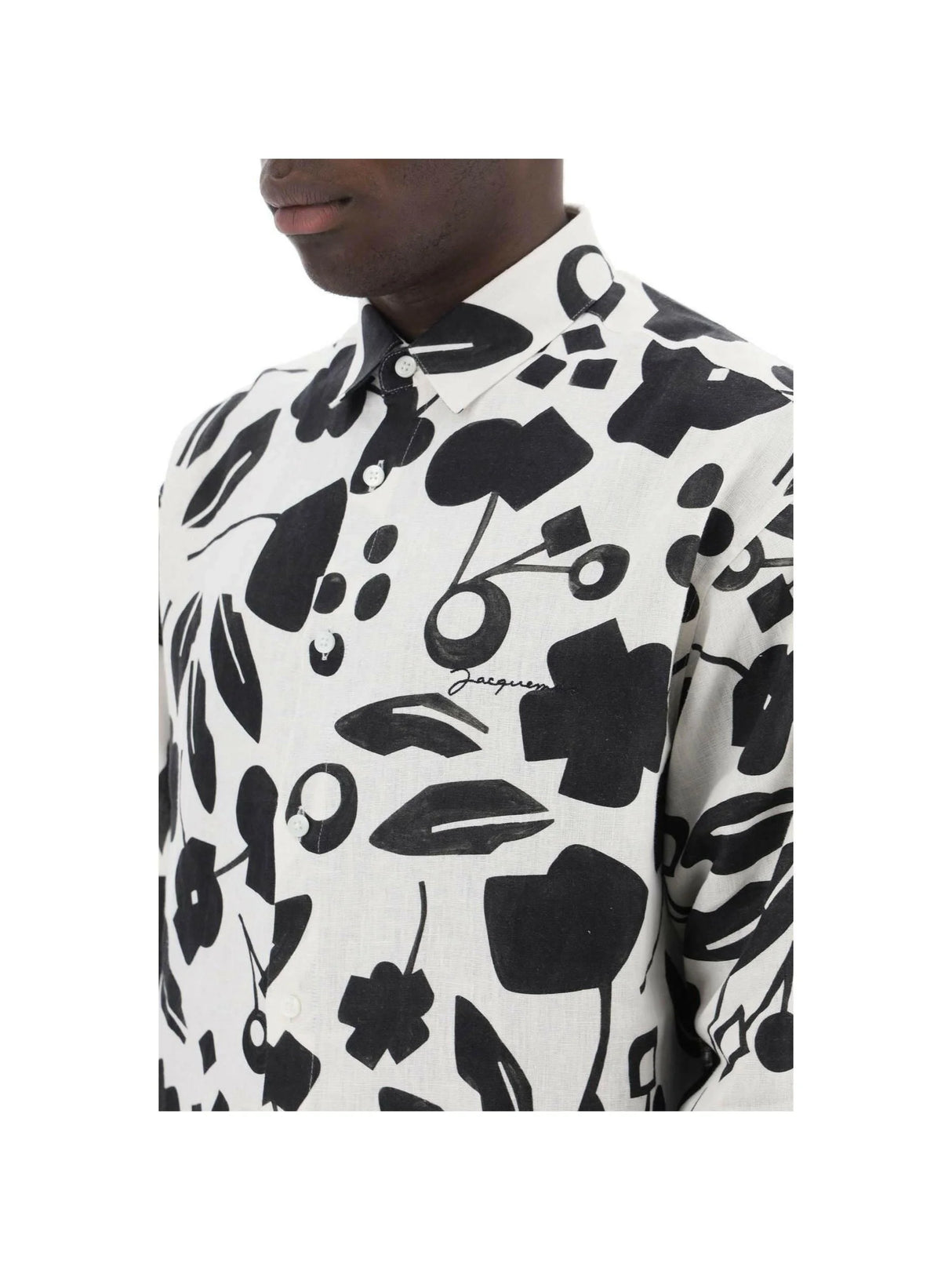 Black and White Floral Linen Shirt JACQUEMUS JOHN JULIA.