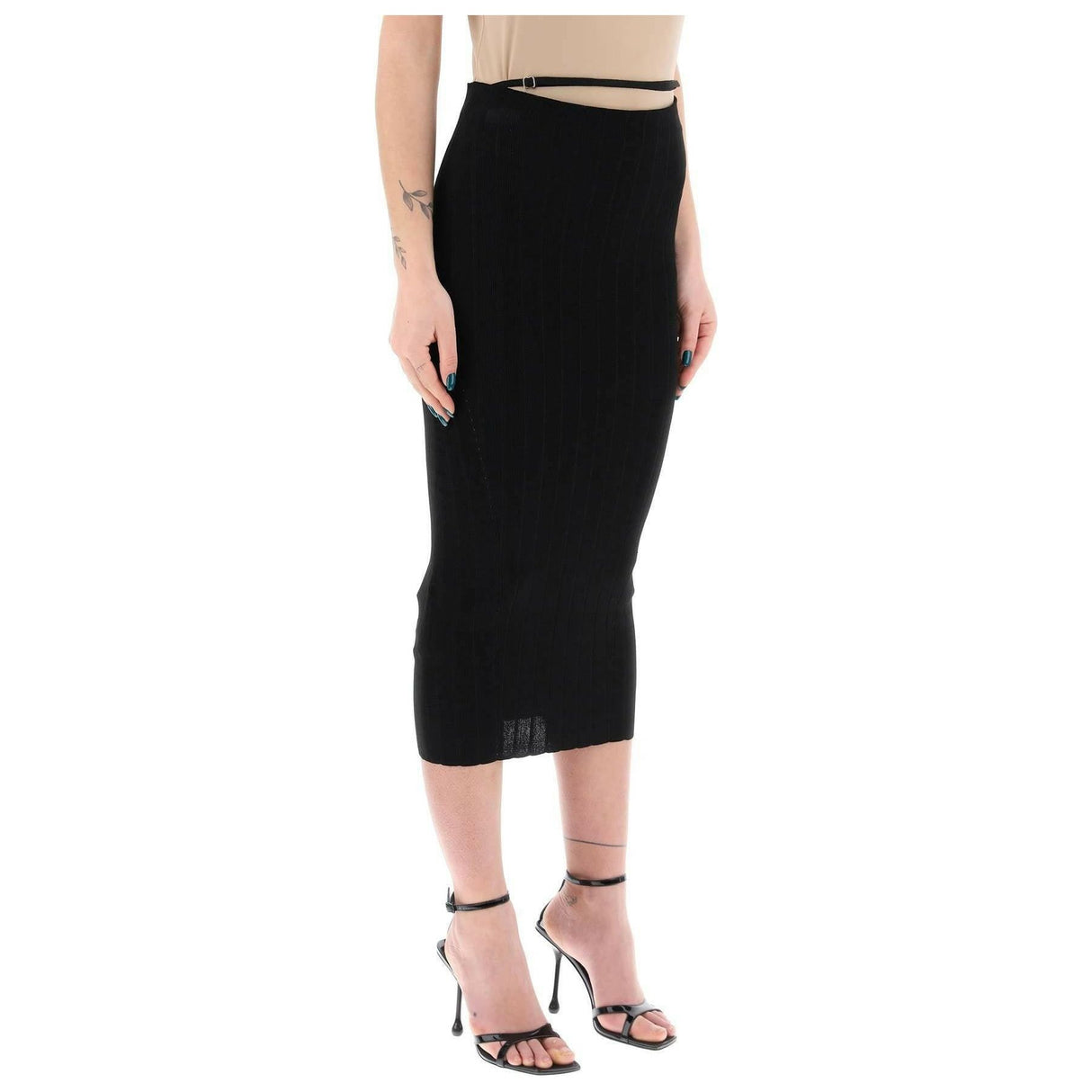 Black La jupe Pralù Knit Midi Skirt JACQUEMUS JOHN JULIA.