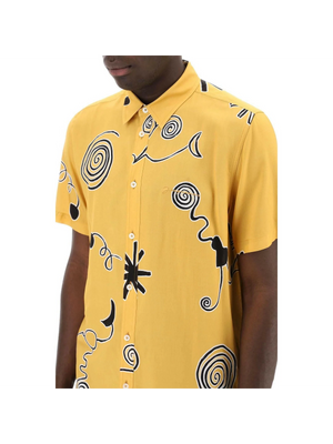 Yellow 'La Chemise Melo' Short-Sleeve Printed Shirt in Arty Spiral JACQUEMUS JOHN JULIA.