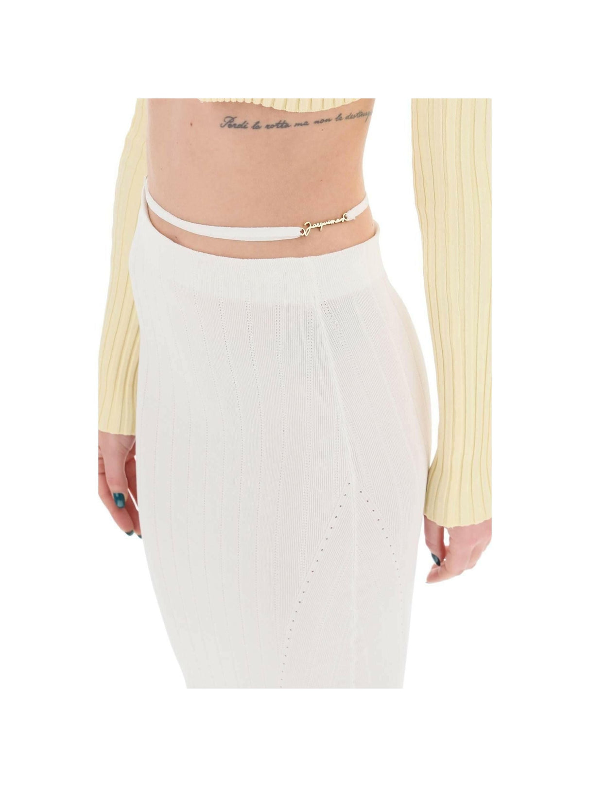 White La jupe Pralù Knit Midi Skirt JACQUEMUS JOHN JULIA.