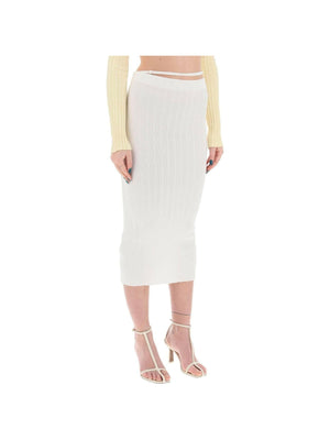 White La jupe Pralù Knit Midi Skirt JACQUEMUS JOHN JULIA.