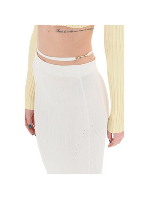 White La jupe Pralù Knit Midi Skirt JACQUEMUS JOHN JULIA.